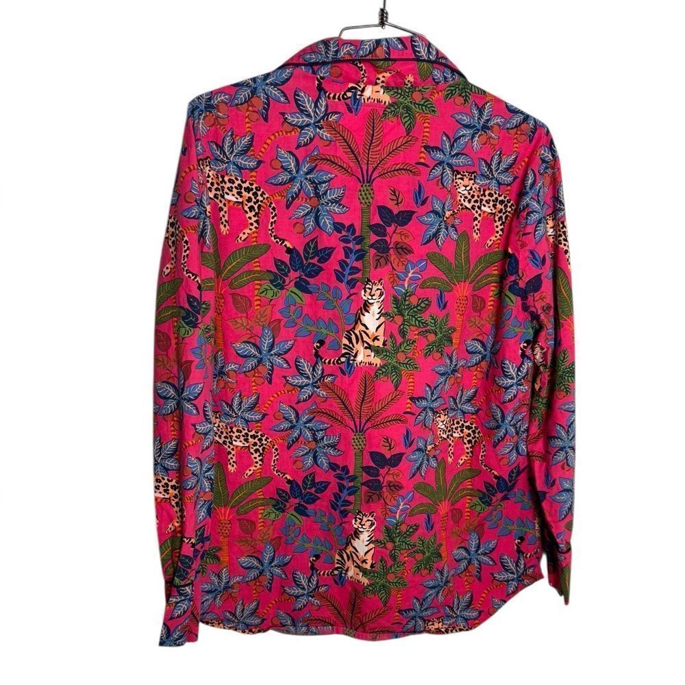 Printfresh Bagheera button down Sleep Shirt Top in hot pink small - Picture 2 of 4
